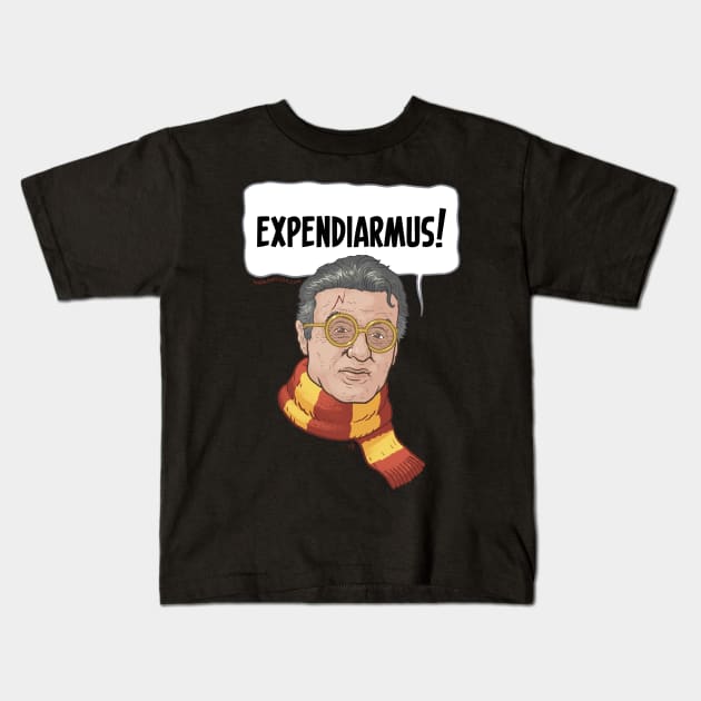 Expendiarmus! Kids T-Shirt by We Hate Movies
